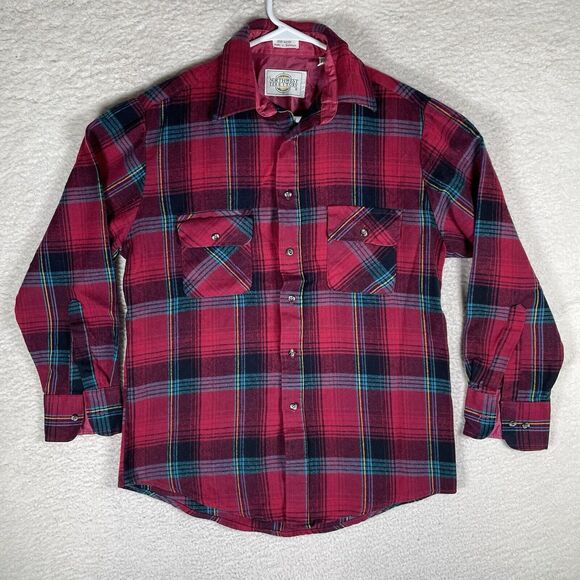 VTG Northwest Territory Shirt Mens Medium Red Plaid Acrylic Flannel Lumberjack - Picture 1 of 14